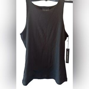 Tahari Modern Essentials Ribbed Tank Top Black NWT Sz:XS